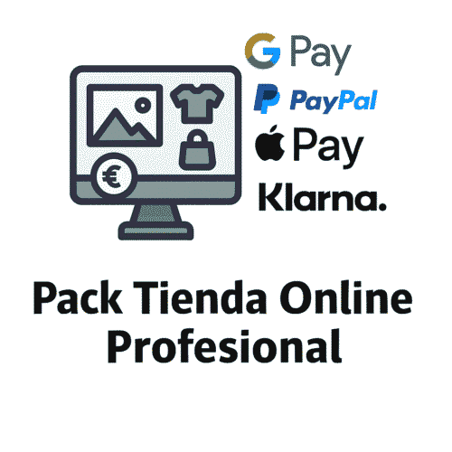Icono digital del Pack Tienda Online Profesional con pantalla, carrito de compras, engranajes y elementos de ecommerce, sobre fondo blanco nuclear